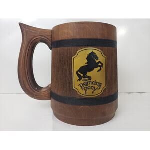 The Prancing Pony 20 OZ Beer Mug Tankard Stein Wooden Steel Bar Hobbit Country
